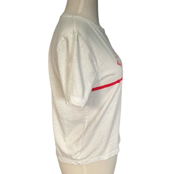 Cooperative Cropped Top SZ Medium White and Red T-Shirt 53% Polyester 9% Viscose - Picture 2 of 10